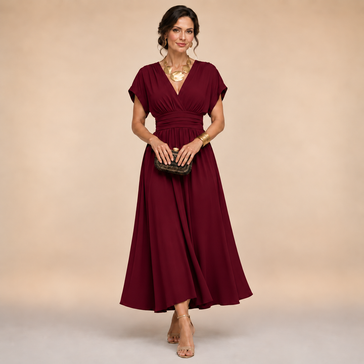 Alina | Wrap Midi Kjole – Tidøs Eleganse med en Smigrende Feminint Passform