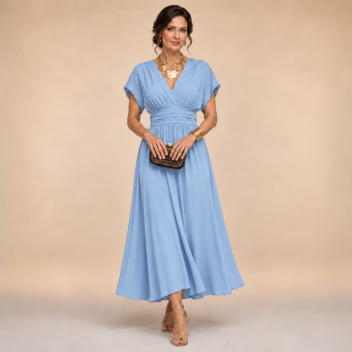 Alina | Wrap Midi Kjole – Tidøs Eleganse med en Smigrende Feminint Passform