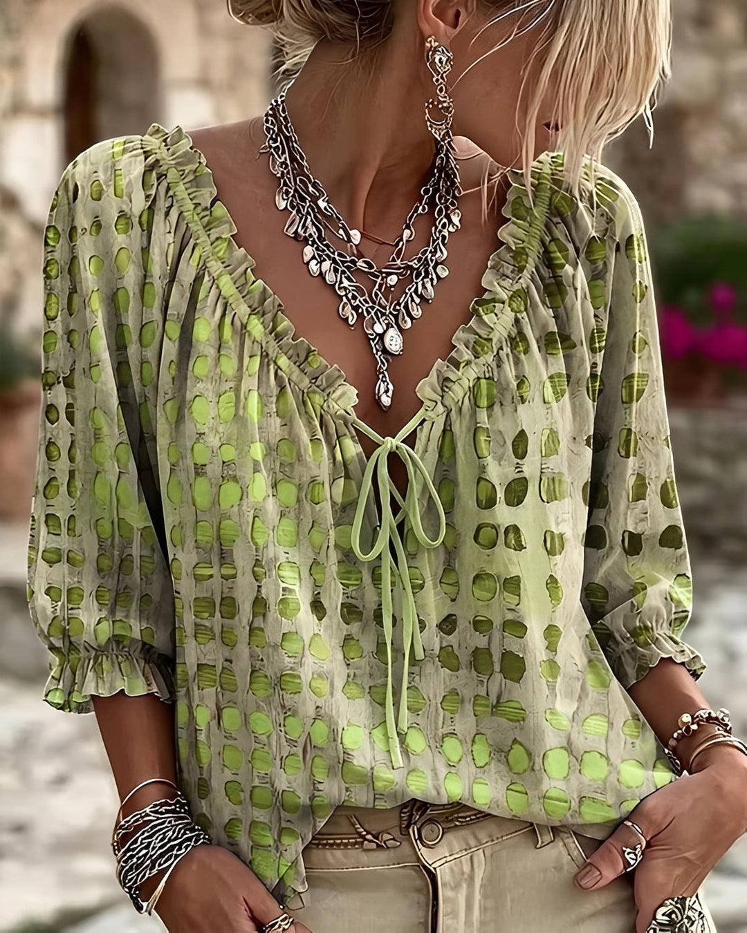 Candice | Motetrendy prikkete bluse