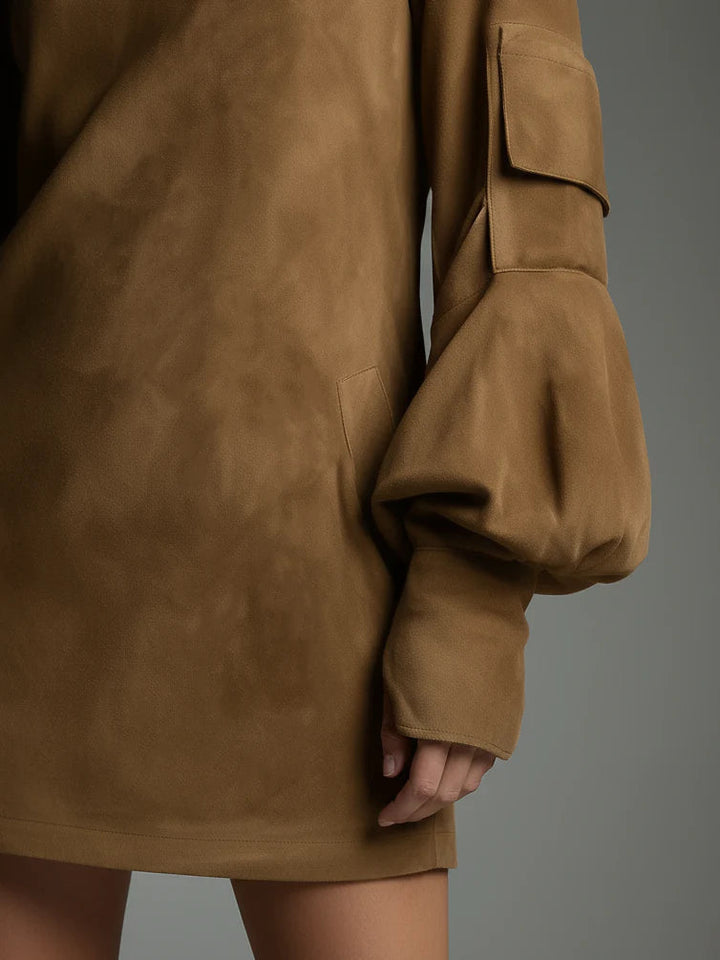 Bibiane | Oversized Mini Kjole i Syntetisk Skinn