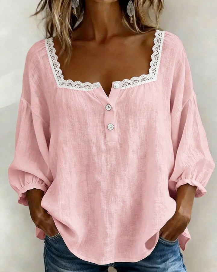 Elodie | Bluse med spissdetaljer og firkantet halsringning