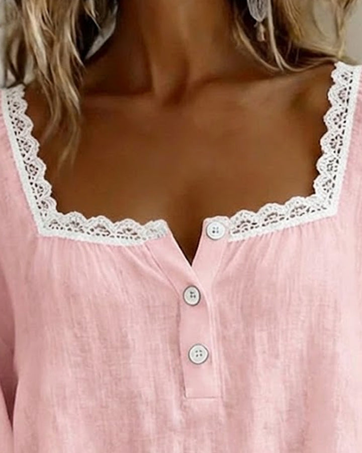 Elodie | Bluse med spissdetaljer og firkantet halsringning