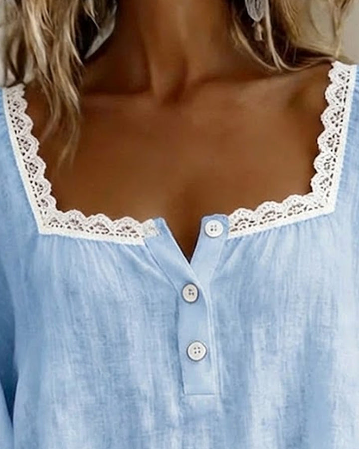 Elodie | Bluse med spissdetaljer og firkantet halsringning