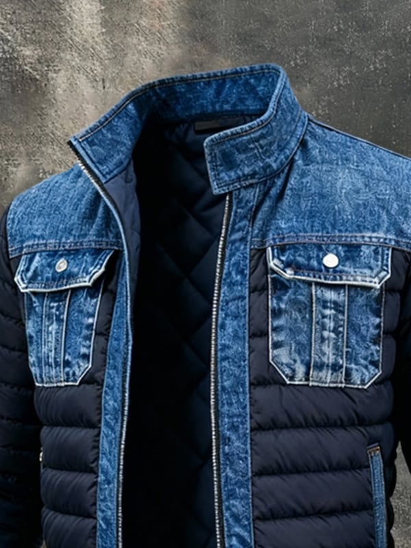 Stig | Vintage utendørsjakke i denim patchwork
