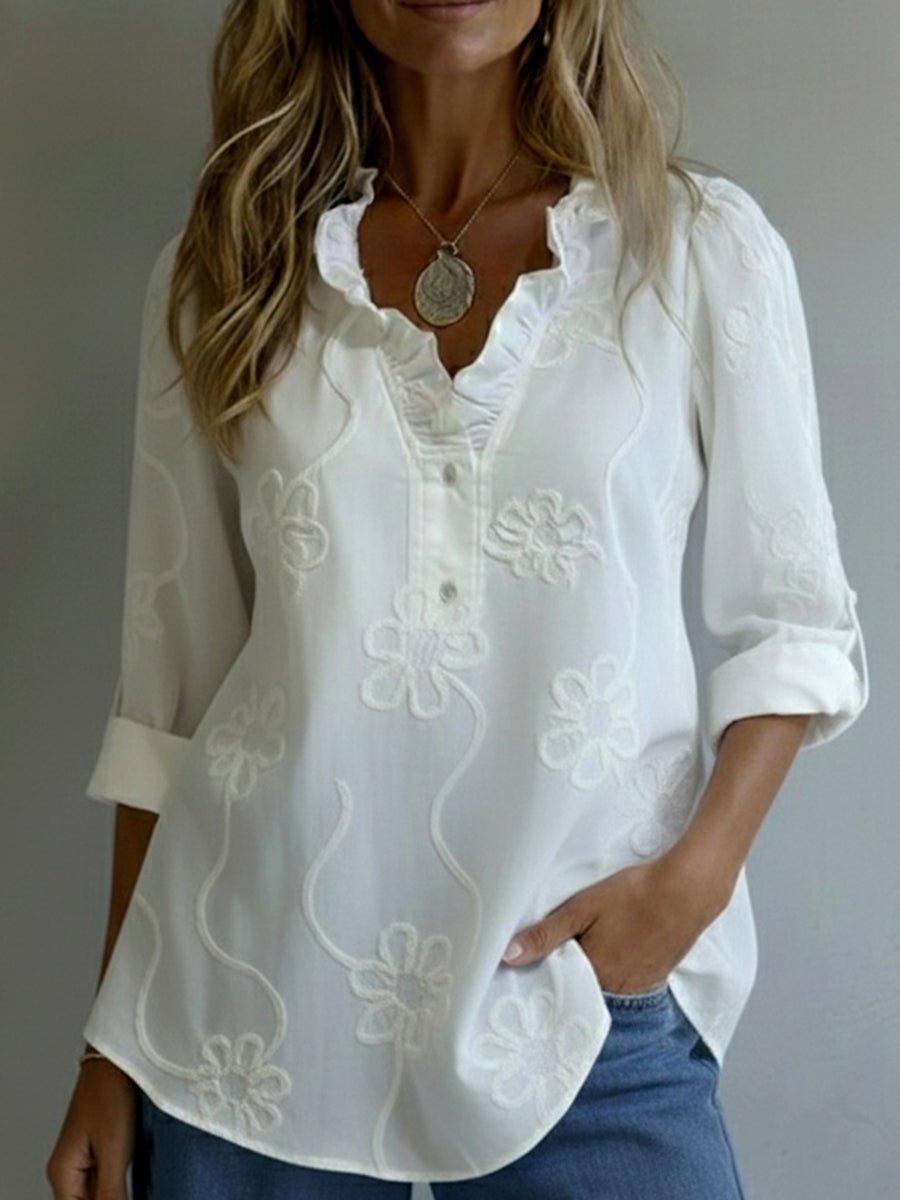Amelia | Brodert Bomull Bluse