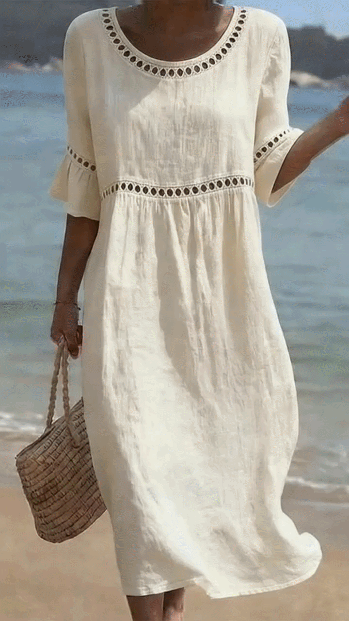 Agatha | Elegant Midikjole som Skjuler Magen