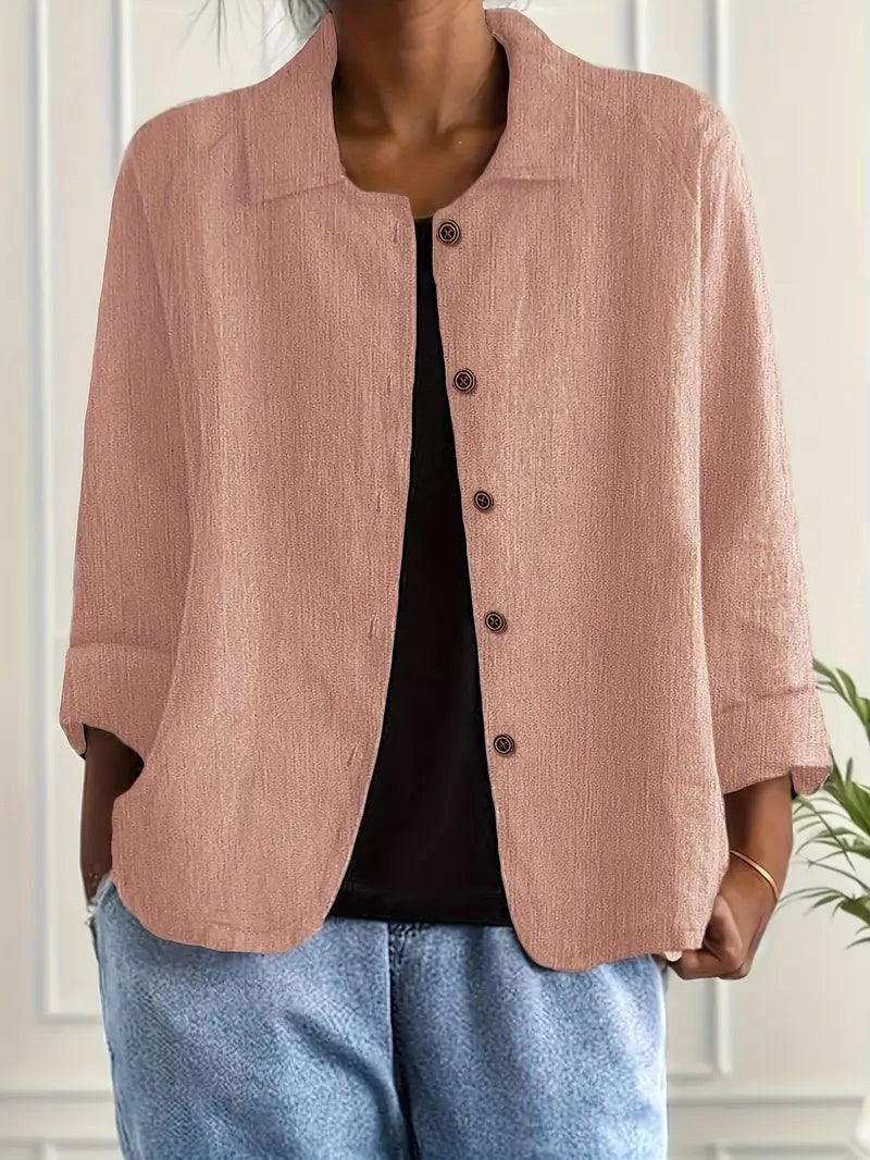 Zenaide | Rynket Lera Rosa Bluse med Krage