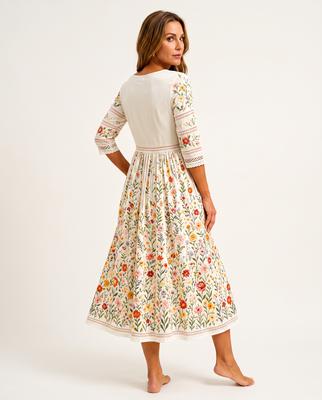 Willemina | Villblomstret Midi Kjole