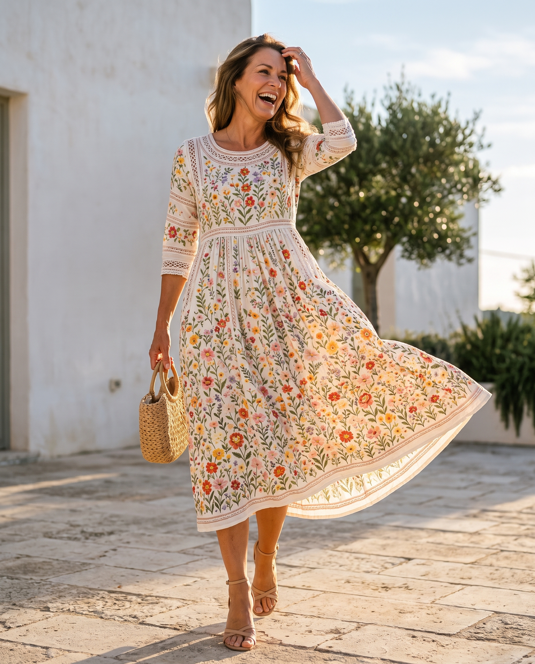 Willemina | Villblomstret Midi Kjole