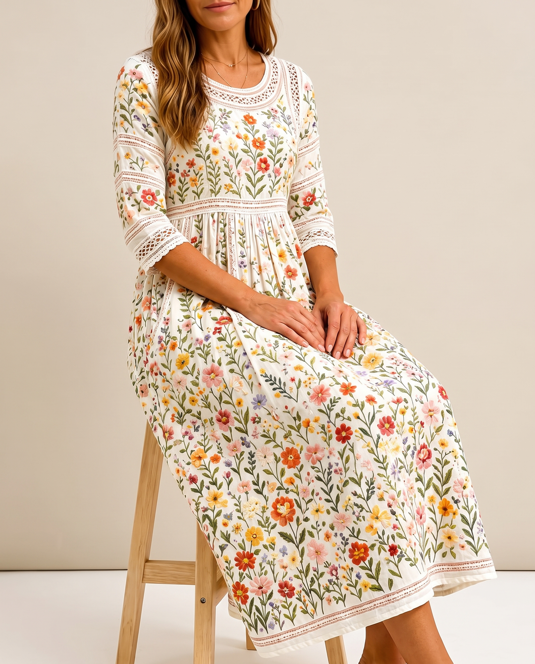 Willemina | Villblomstret Midi Kjole