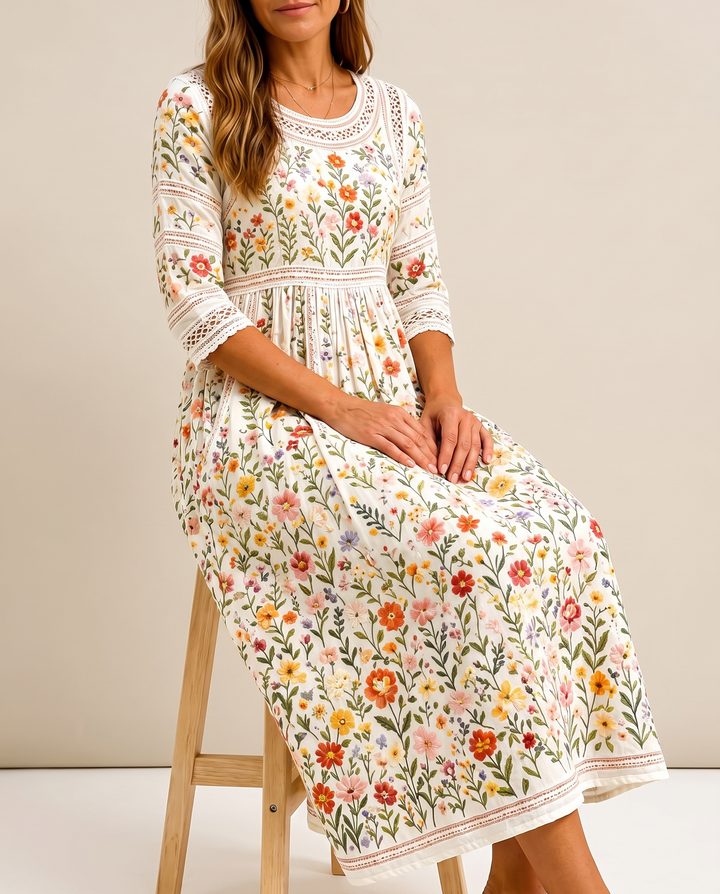Willemina | Villblomstret Midi Kjole