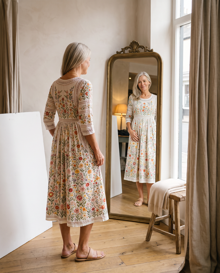 Willemina | Villblomstret Midi Kjole